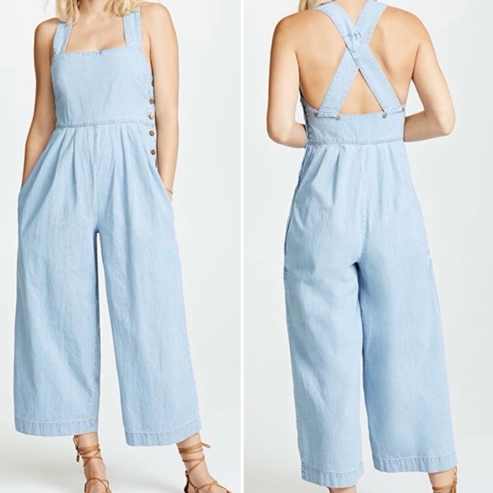 Free People Fara Chambray Jumpsuit, Size 8